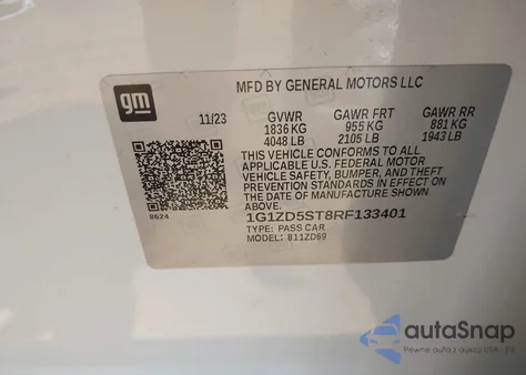 2024 Chevrolet Malibu Fwd 1Lt from USA, damaged, VIN 1G1ZD5ST8RF133401